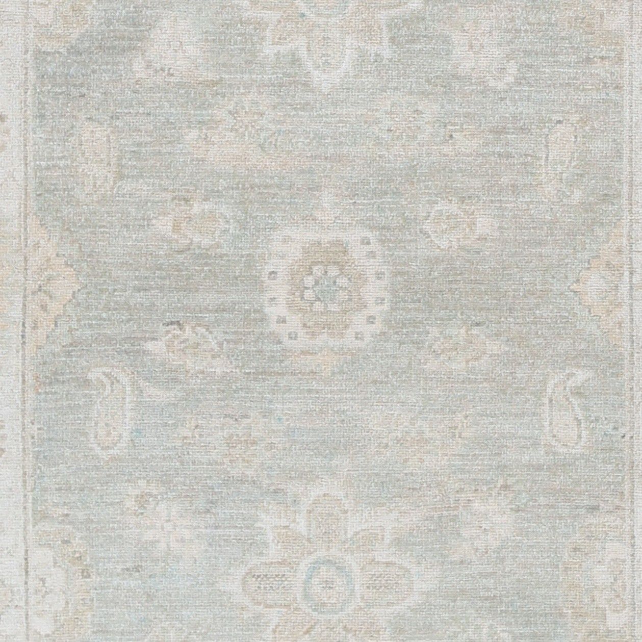 Tapis d'appoint Oushak noué à la main, beige et bleu clair, à motif floral, 0,79 x 1,27 m photo buy