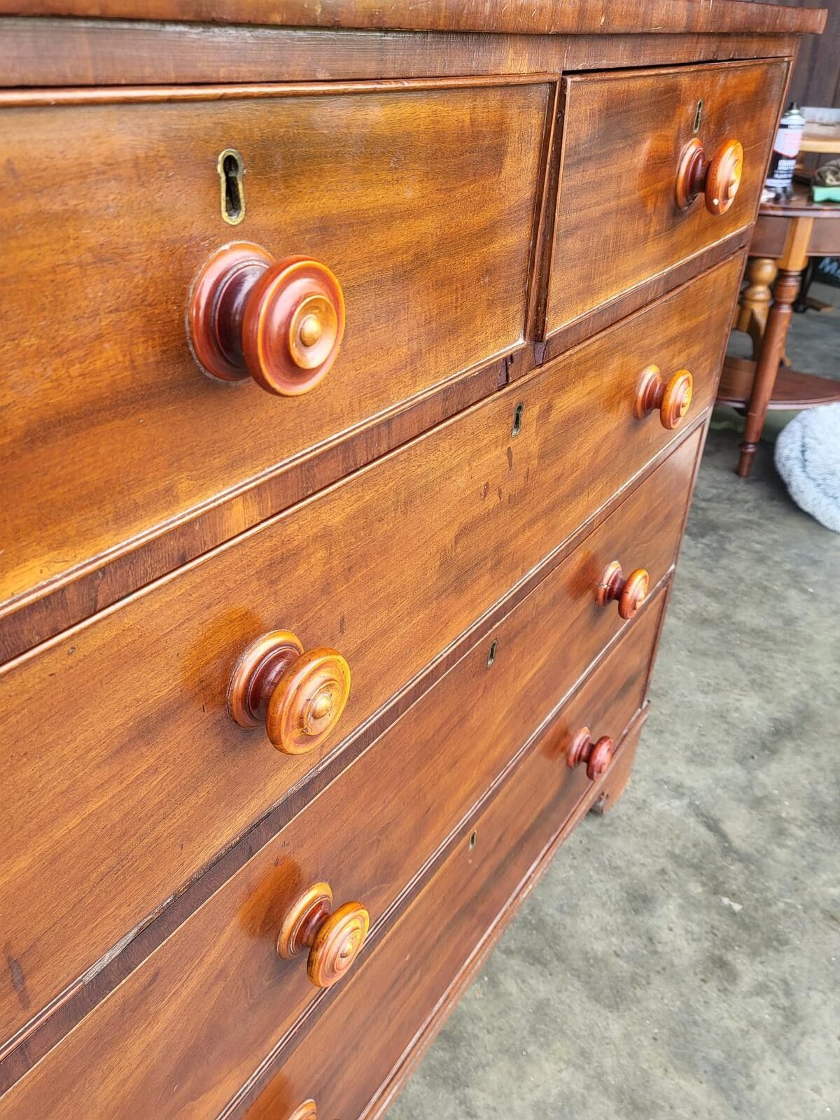 Antique Victorian 2 Over 3 Chest Of Drawers Bracket Feet photo furniture