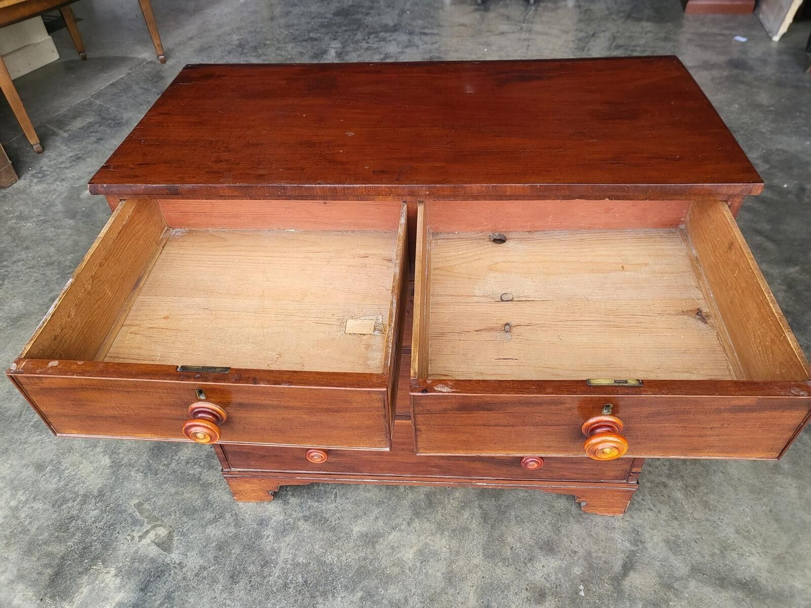 Antique Victorian 2 Over 3 Chest Of Drawers Bracket Feet photo for sale