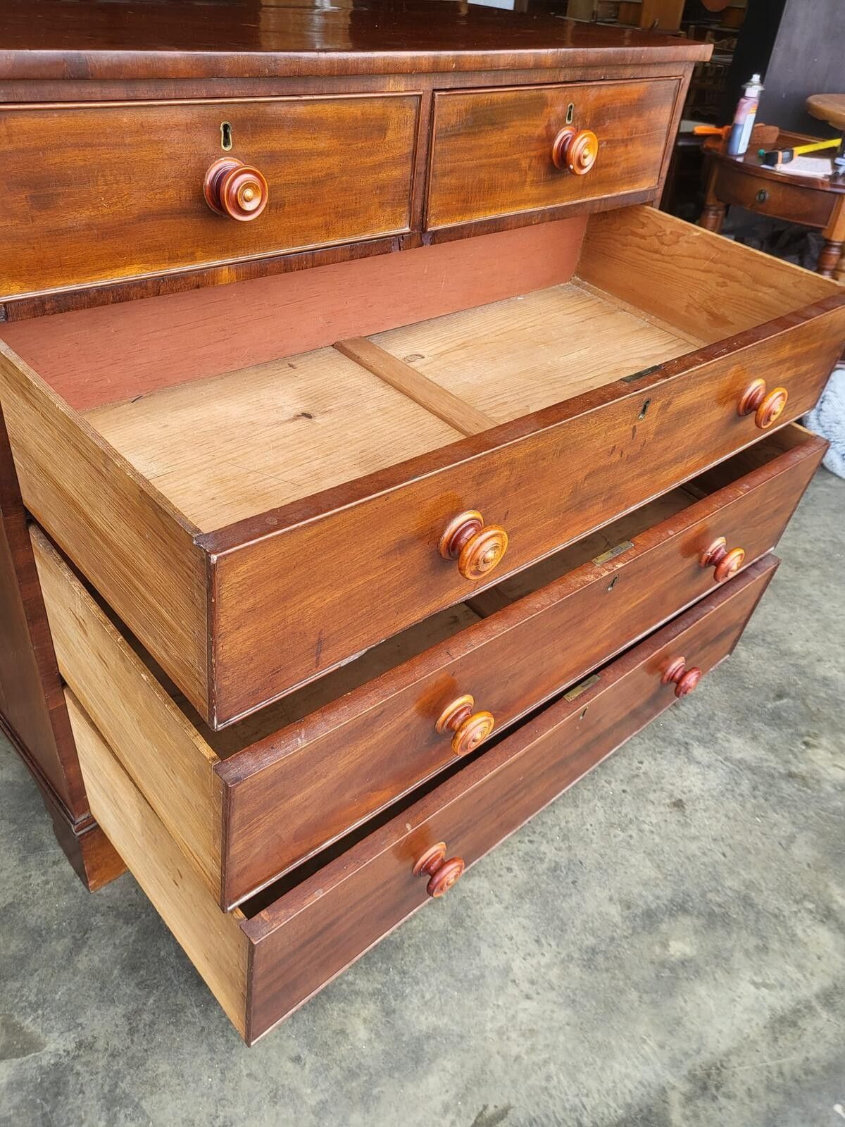Antique Victorian 2 Over 3 Chest Of Drawers Bracket Feet photo 295.0