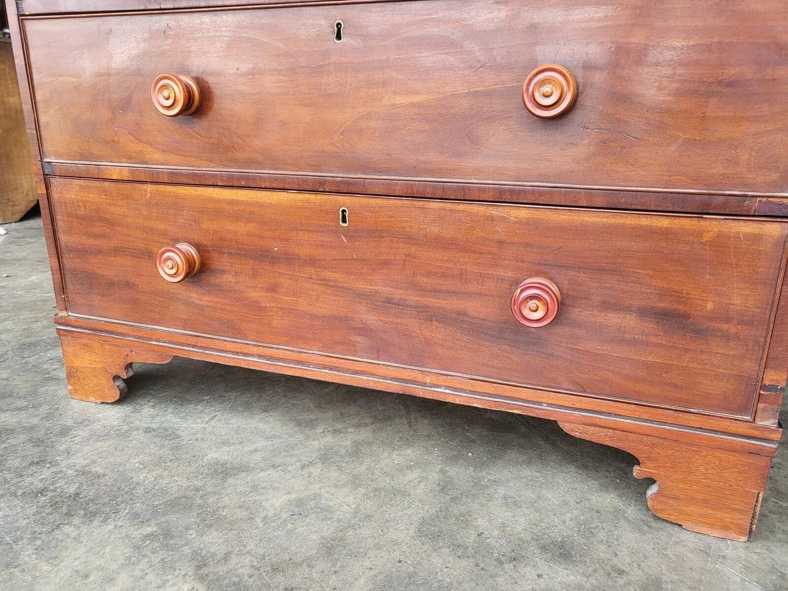 295.0 Antique Victorian 2 Over 3 Chest Of Drawers Bracket Feet photo