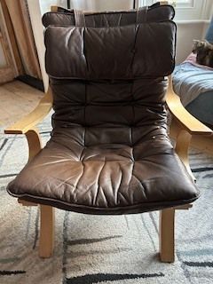Vintage Danish Lounge Chair In Bentwood And Brown Leather