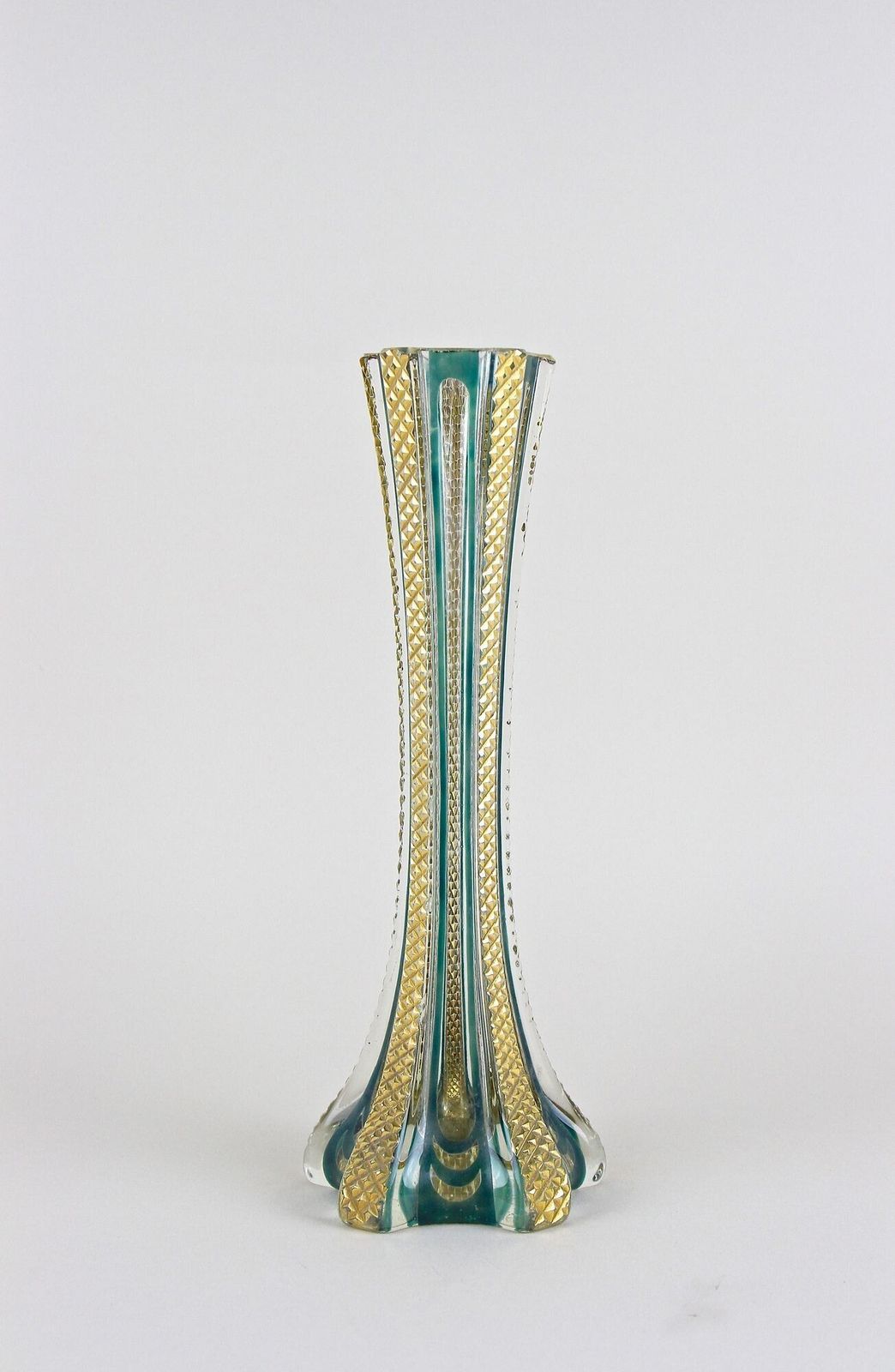 20th Century Murano Glass Vase With Green And Gilt Accents, Italy Ca. 1930 photo buy