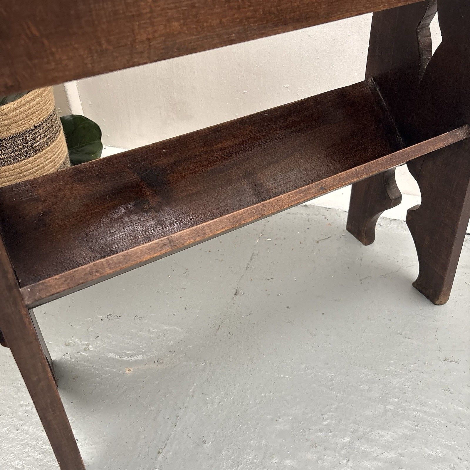 photo furniture Antique French Arts & Crafts Oak Book Trough Or Magazine Stand Side Table
