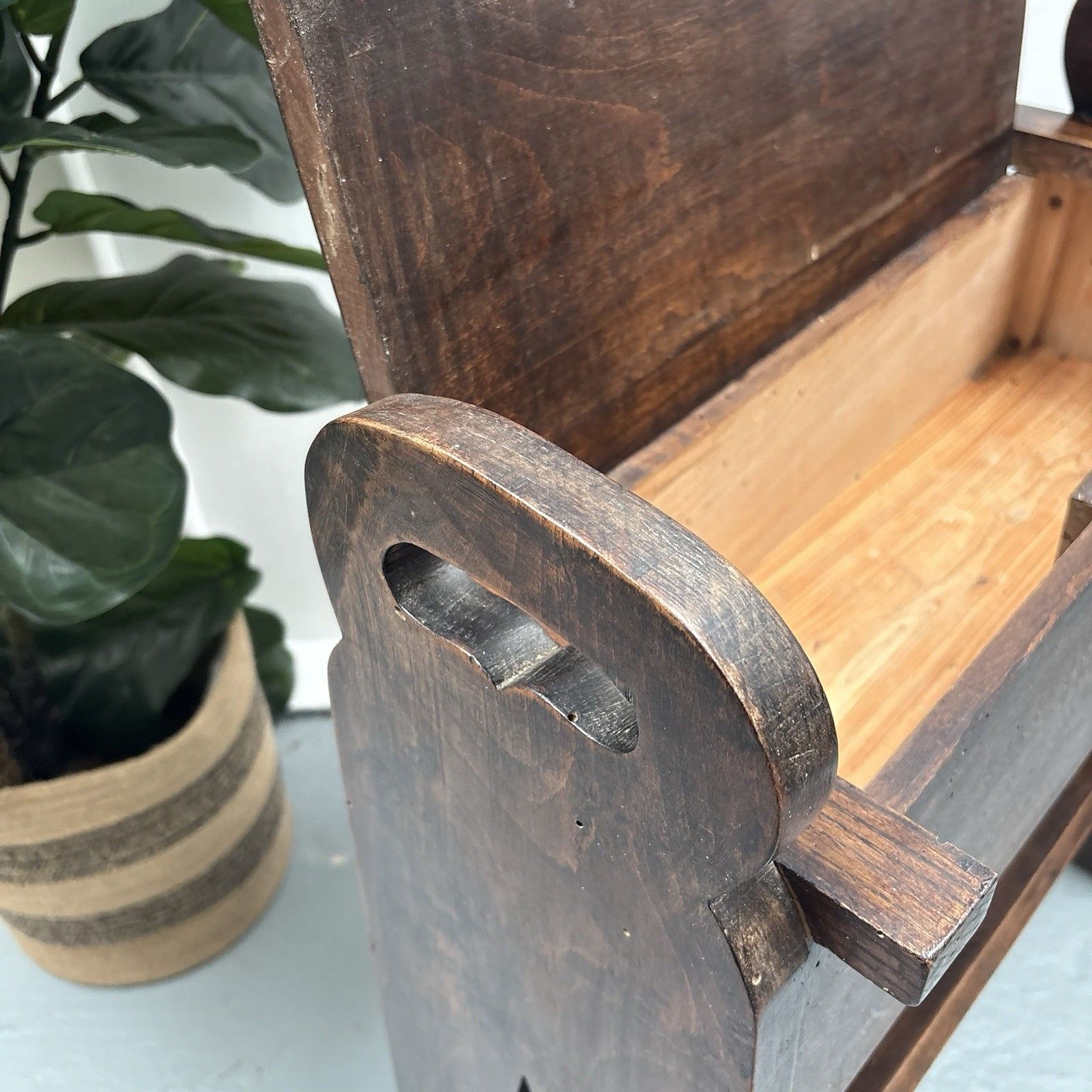 195.0 Antique French Arts & Crafts Oak Book Trough Or Magazine Stand Side Table photo