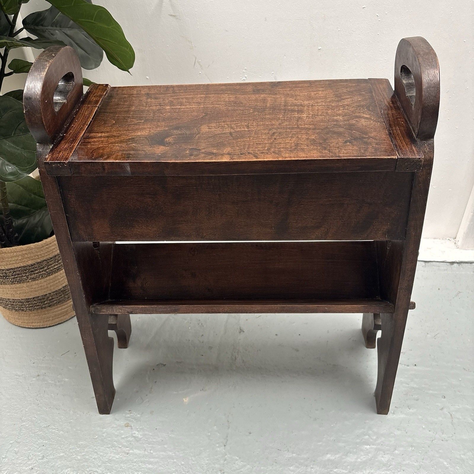 photo buy Antique French Arts & Crafts Oak Book Trough Or Magazine Stand Side Table