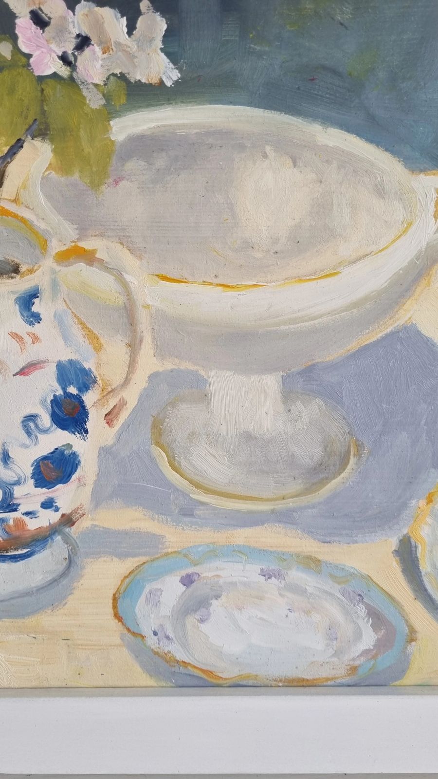 Blossom In A Jug  Contemporary Oil By Sally Holman photo 595.0
