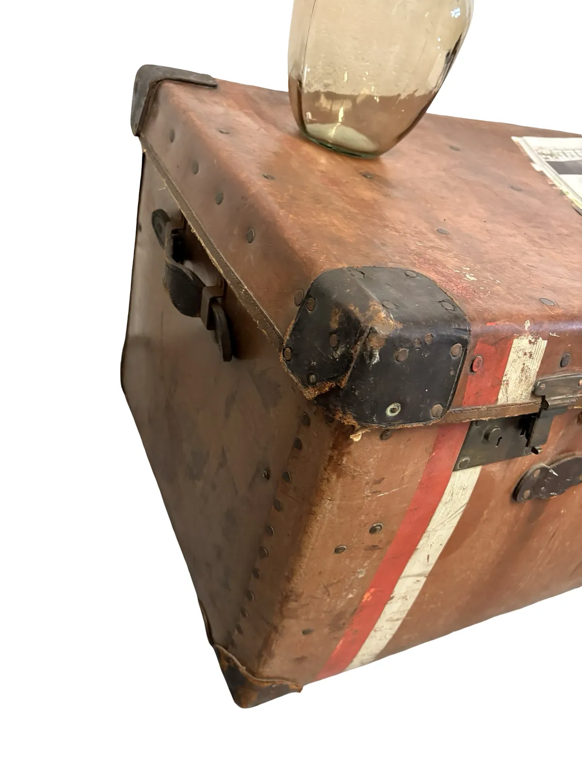 Antique Hj Cave & Sons Leather Storage Travelling Trunk photo for sale