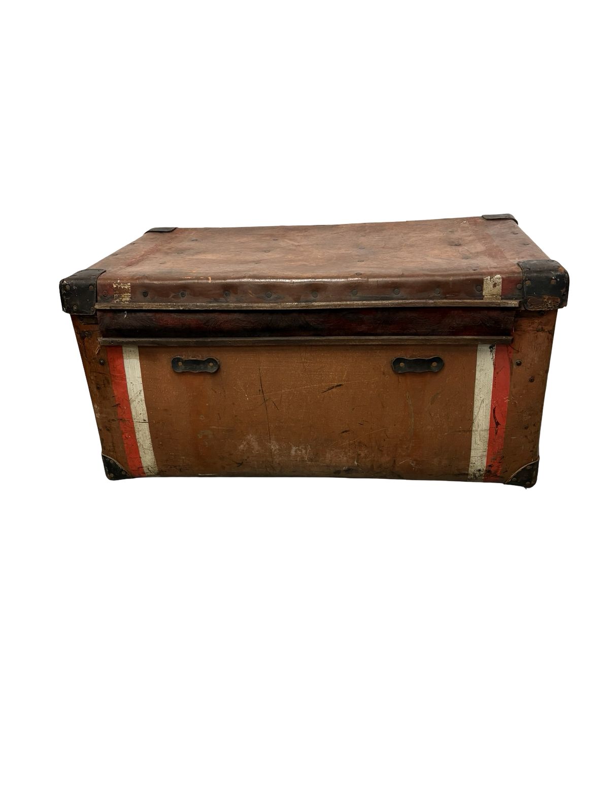Antique Hj Cave & Sons Leather Storage Travelling Trunk photo buy