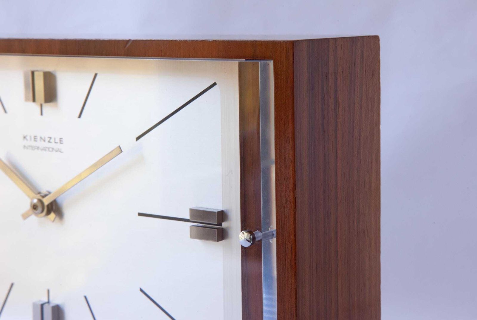 Mid Century Kienzle Table Clock Modern Bauhaus Atomic Space Age Desk 1960s Shelf Mantel Germany Walnut Battery photo buy