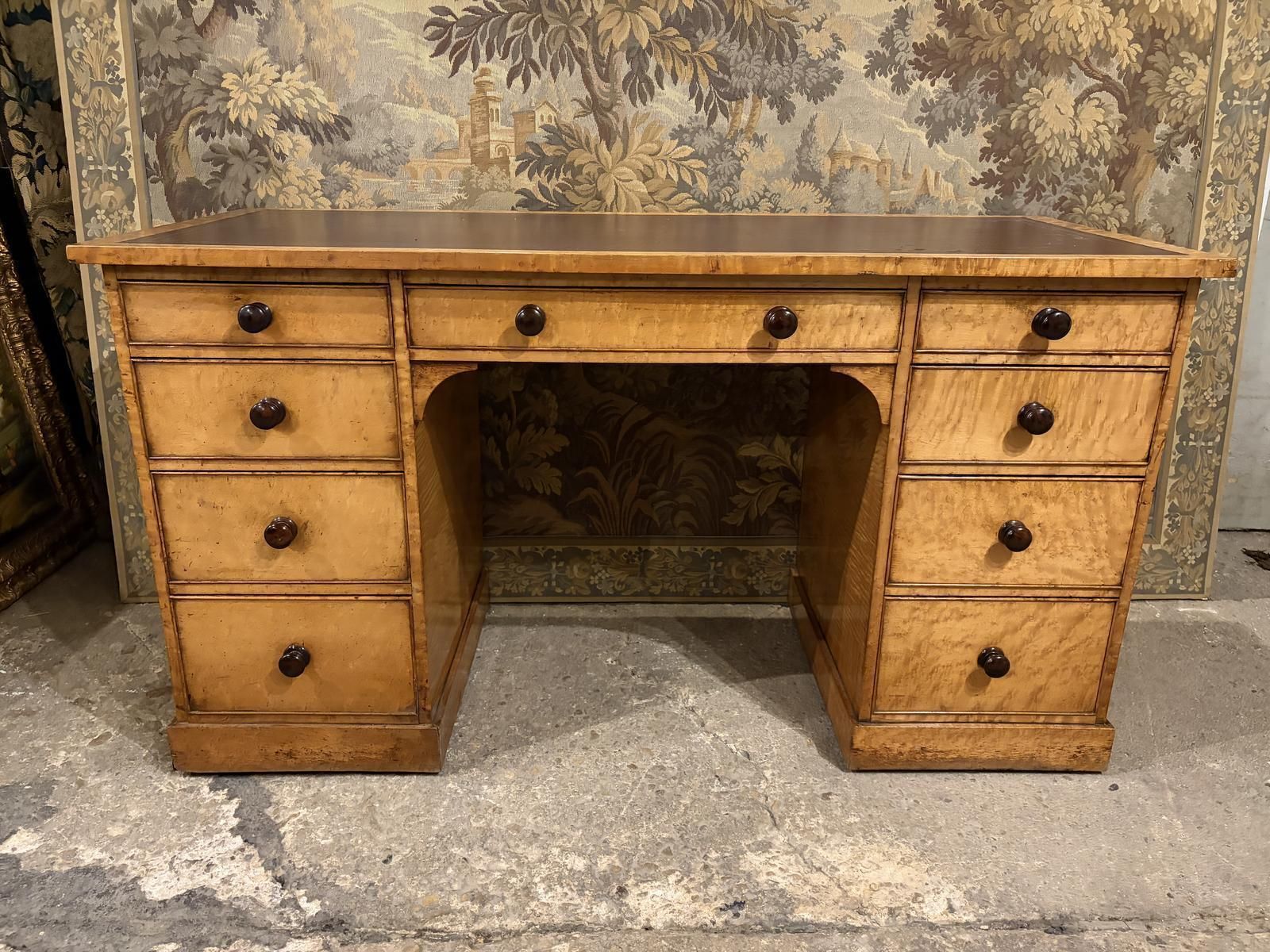 Victorian Burr Maple Pedestal Desk photo furniture
