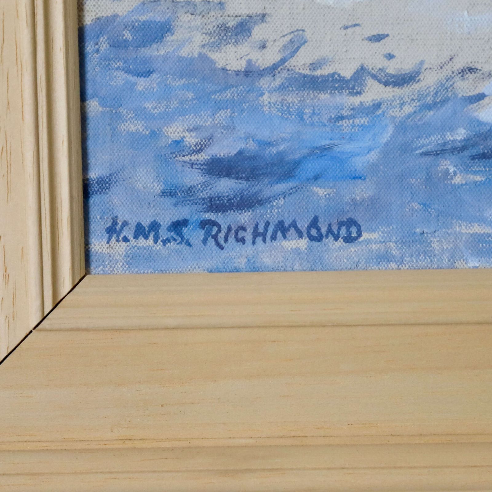 Hms Richmond At Sea   Contemporary Maritime Oil On Canvas, Signed Bpd 2000 photo Art