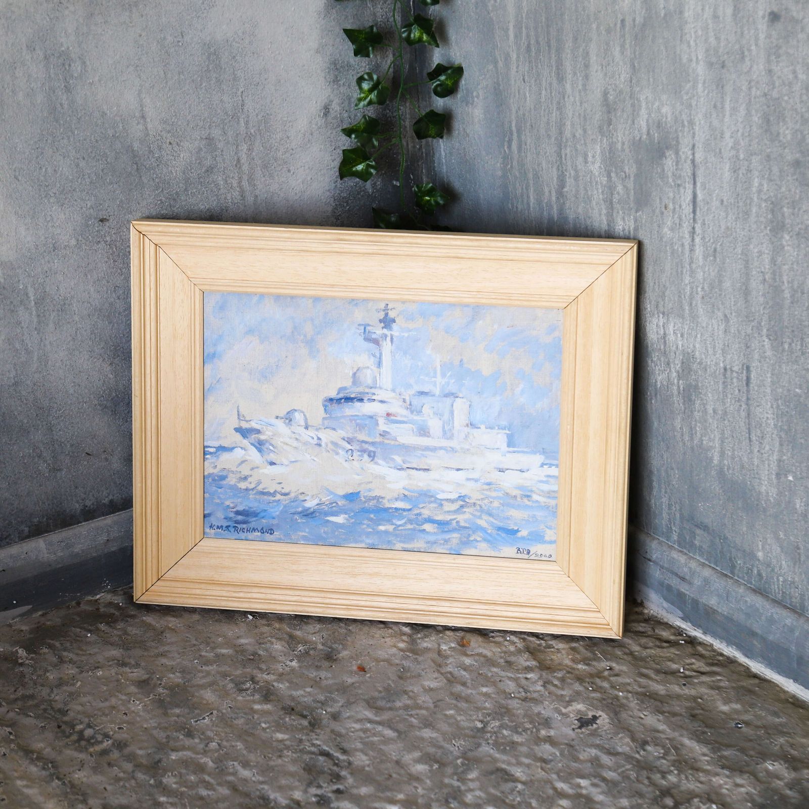 photo furniture Hms Richmond At Sea   Contemporary Maritime Oil On Canvas, Signed Bpd 2000