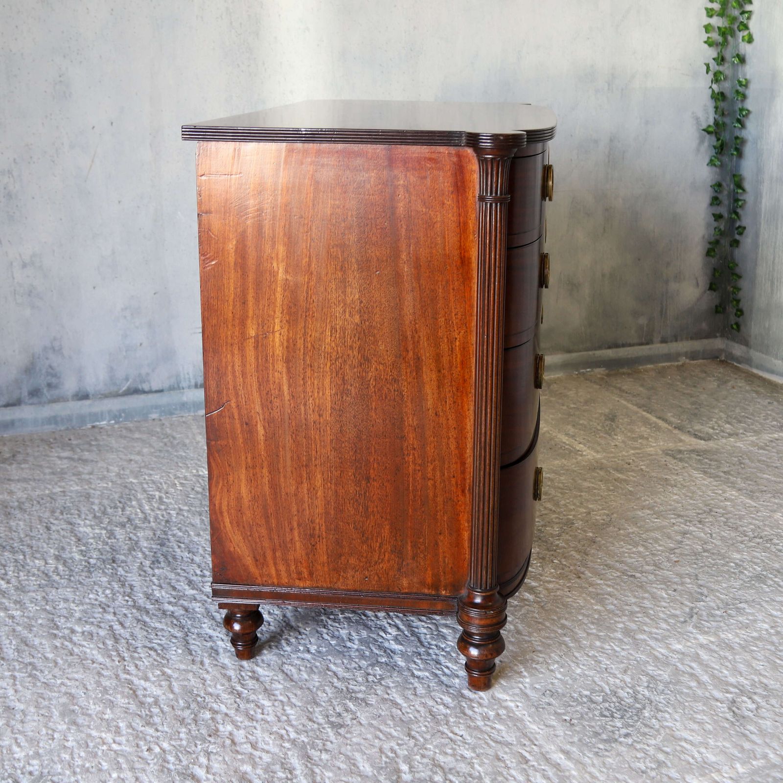photo for sale Scottish Regency Bow Front Chest Of 4 Graduated Drawers In Flame Mahogany Circa1830