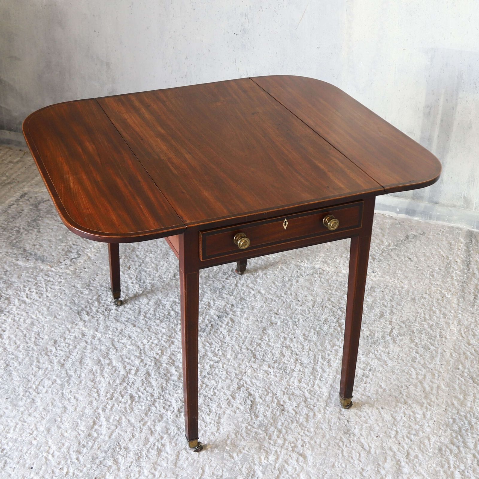 photo for sale Late 18th Century Sheraton Style Mahogany Pembroke Table   Partridge Wood Cross Banding