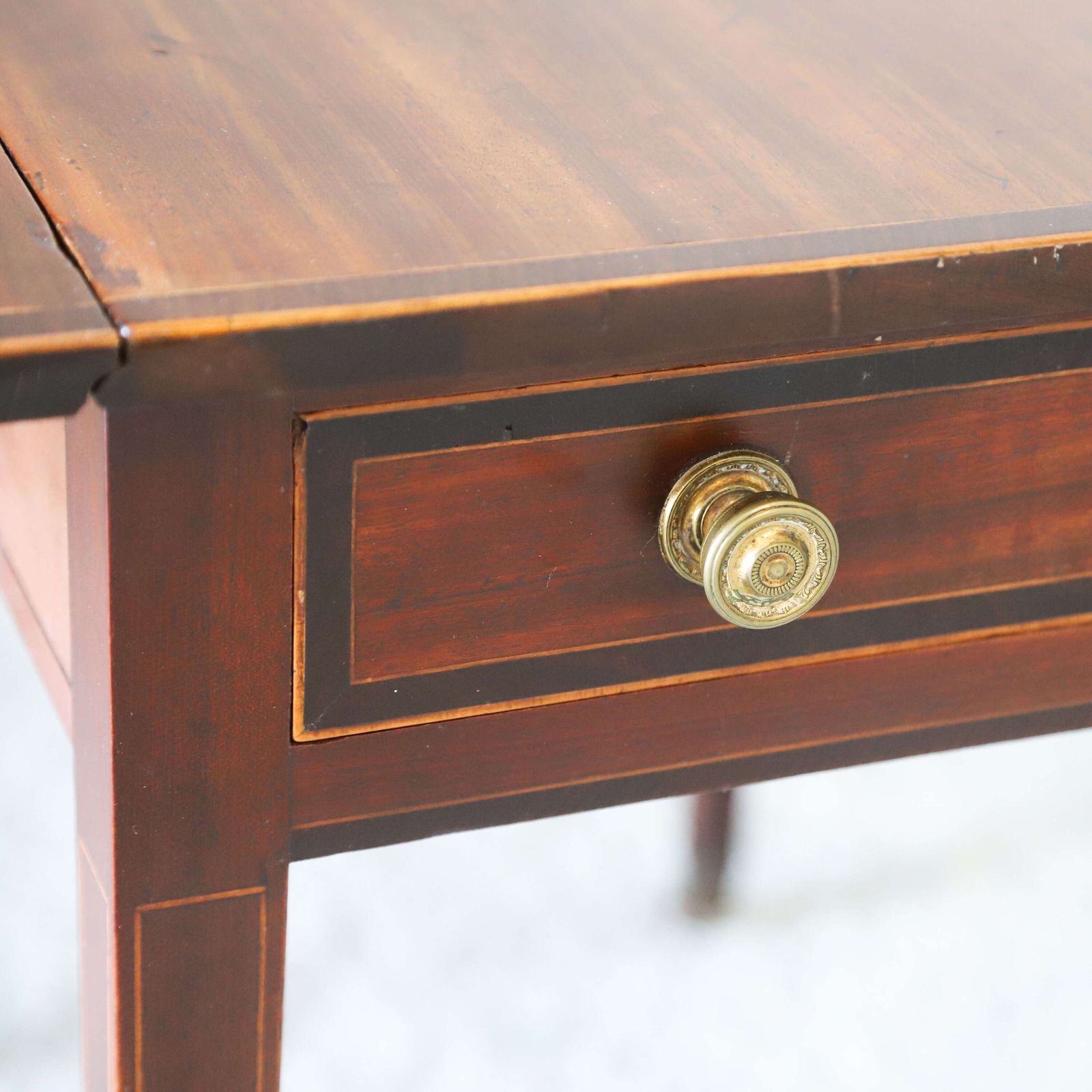 2175.0 Late 18th Century Sheraton Style Mahogany Pembroke Table   Partridge Wood Cross Banding photo