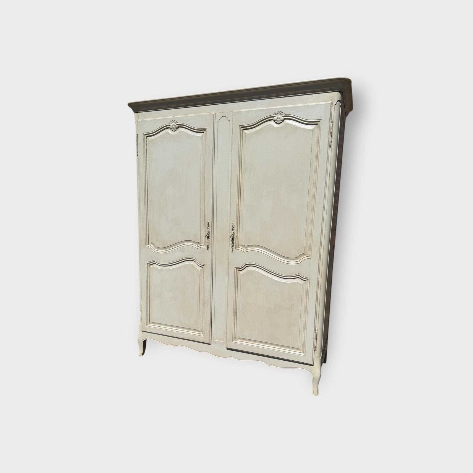 Vintage French Large Painted Armoire 2 Door Wardrobe Breakdown Wardrobe For Easy Access photo furniture