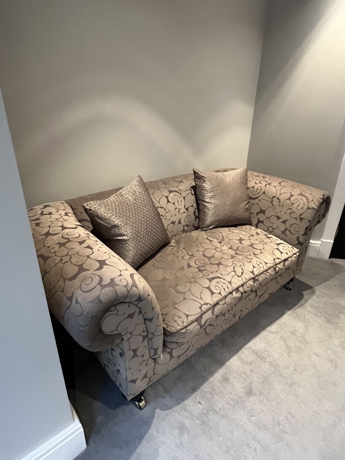 Priced To Sell Dark Grey Bespoke Made Delcor Large Two Seater Sofa Chesterfield Style photo furniture