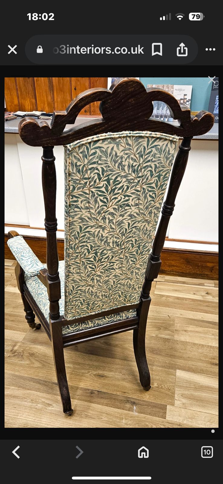 William Morris Willow Bough Antique Arts & Crafts Bamboo Beech Faux Rosewood High Back Arm Chair photo vinterior