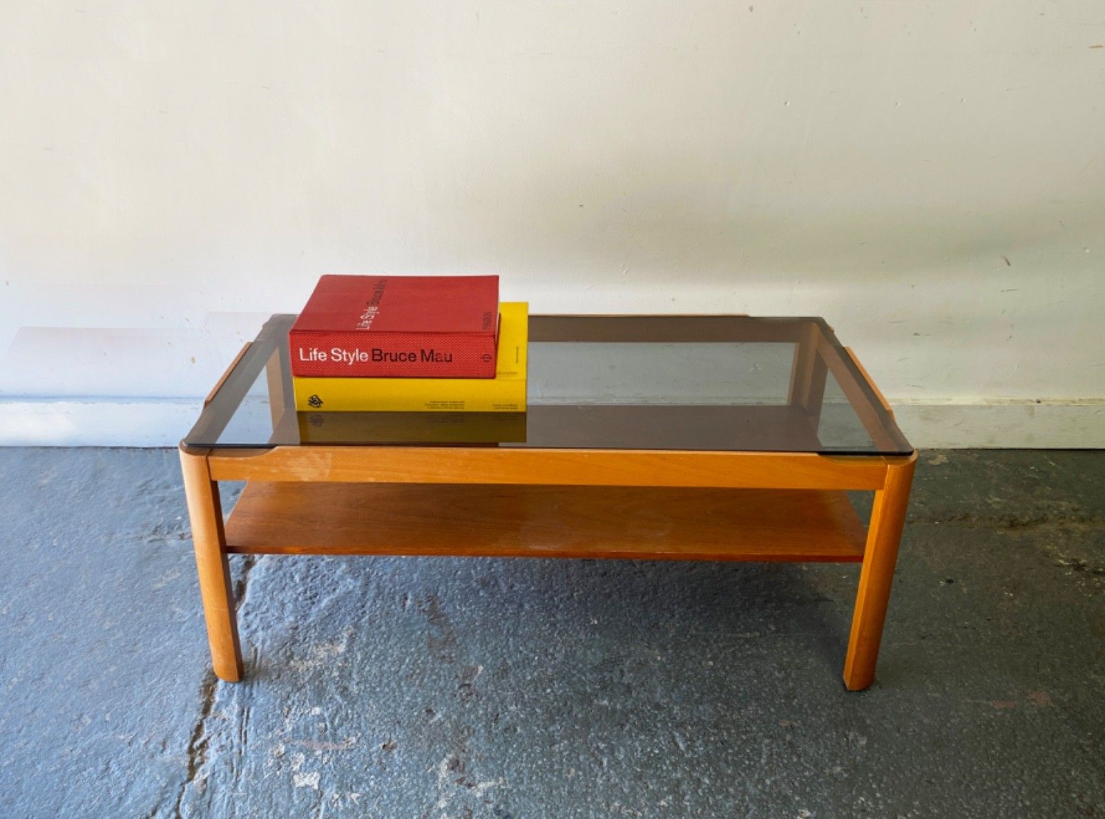 Mid Century Teak Coffee Table With Smoked Glass Top By Myer photo Furniture