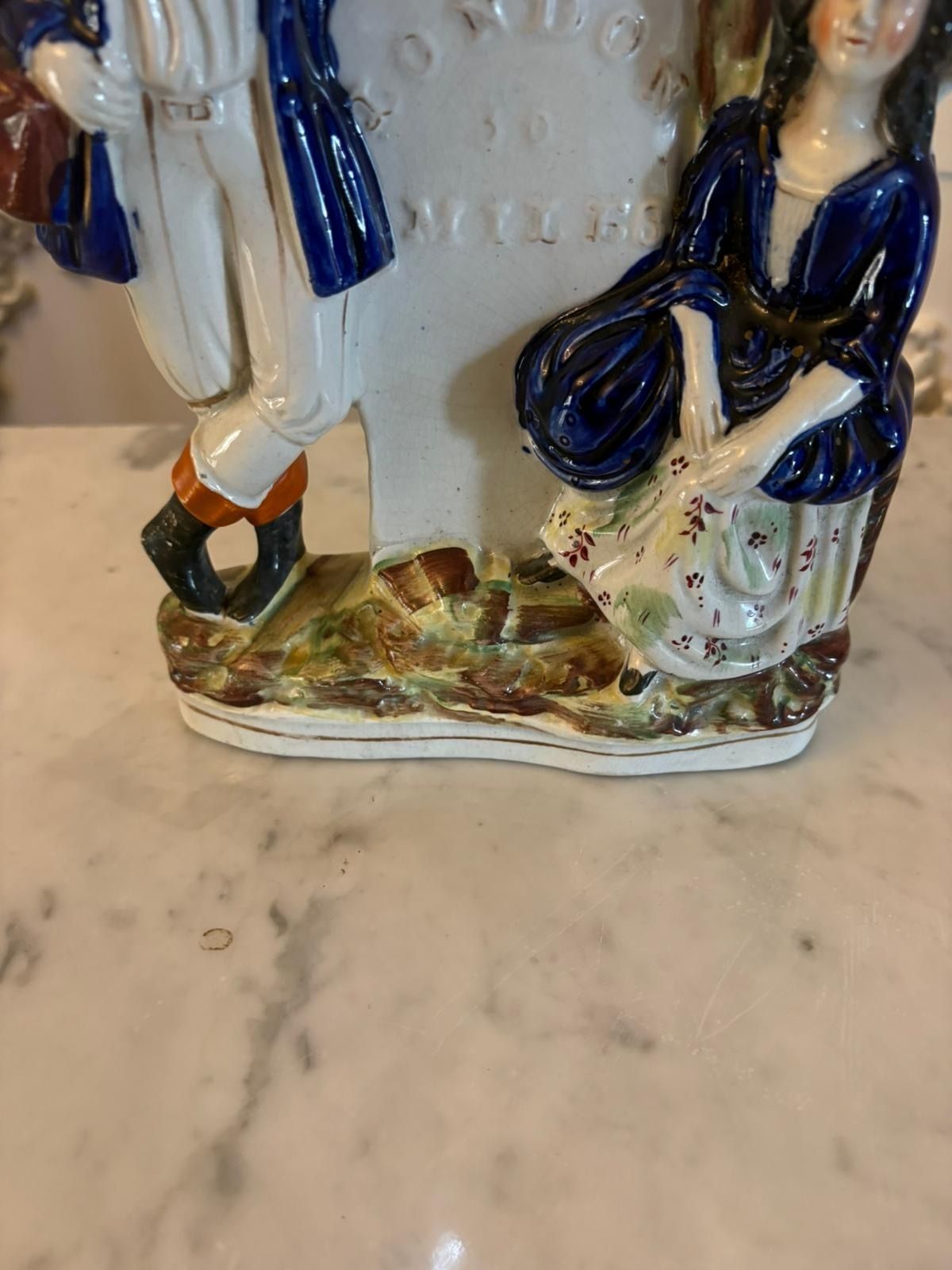 Antique Staffordshire Pottery Figure Spill Vase Man And Woman photo vinterior