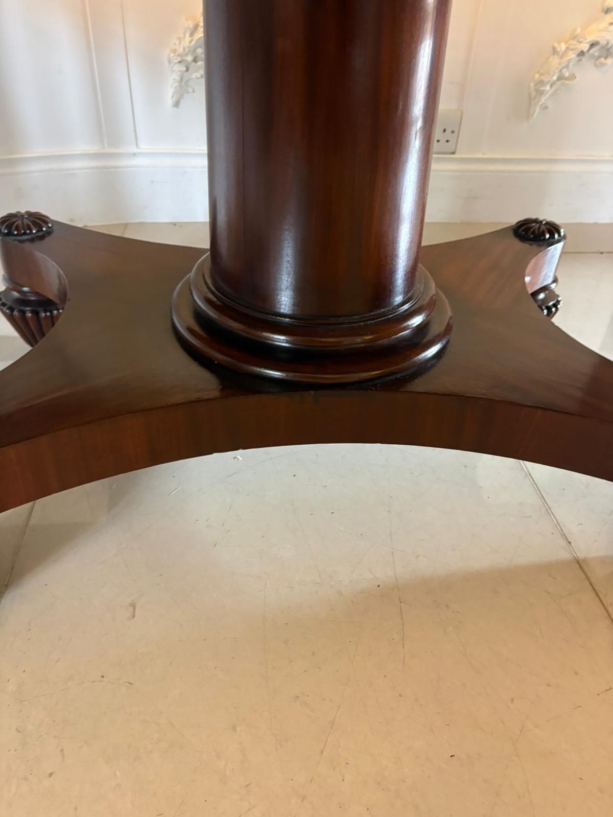 Antique 19th Century English Figured Mahogany Pedestal Tilt Top Dining Table photo vinterior