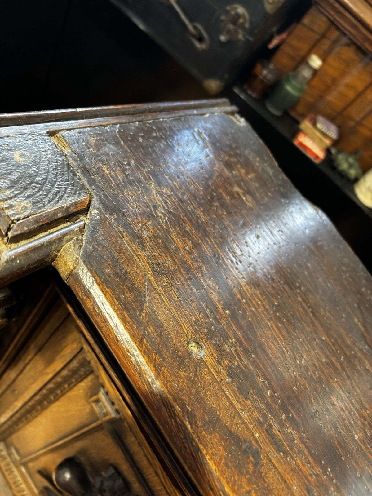 Victorian Tobacconist Carved Oak Pipe Cabinet With Pipe Collection photo 740.0