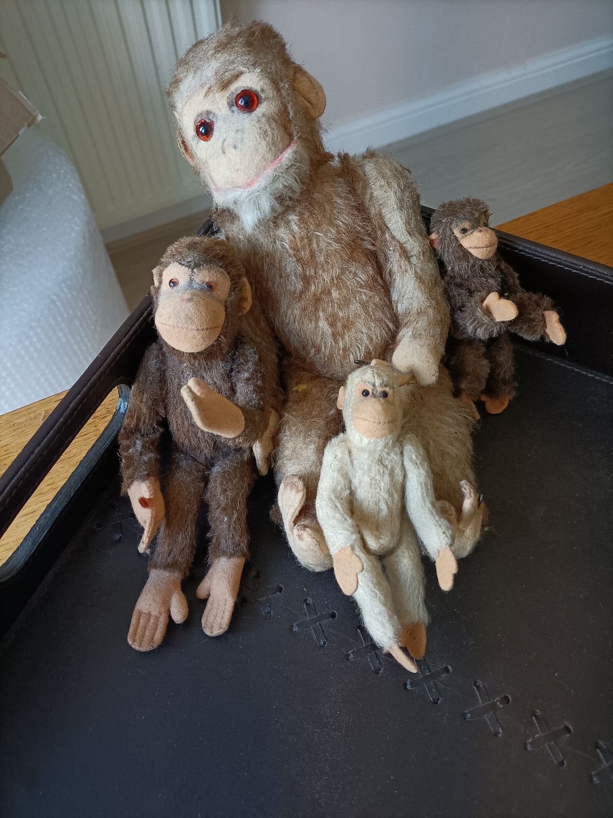 Collection Of 4 Articulated  Mohair Monkeys. Could Be Schuco