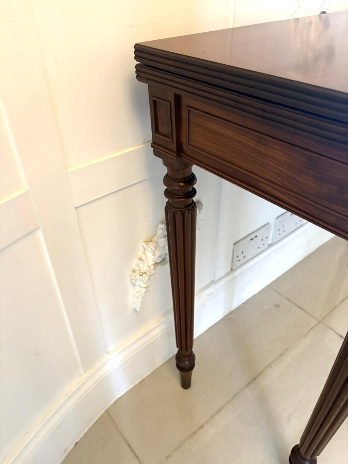 photo for sale Antique Gillows George III Mahogany Hall Table Reeded Legs Fold Over Top