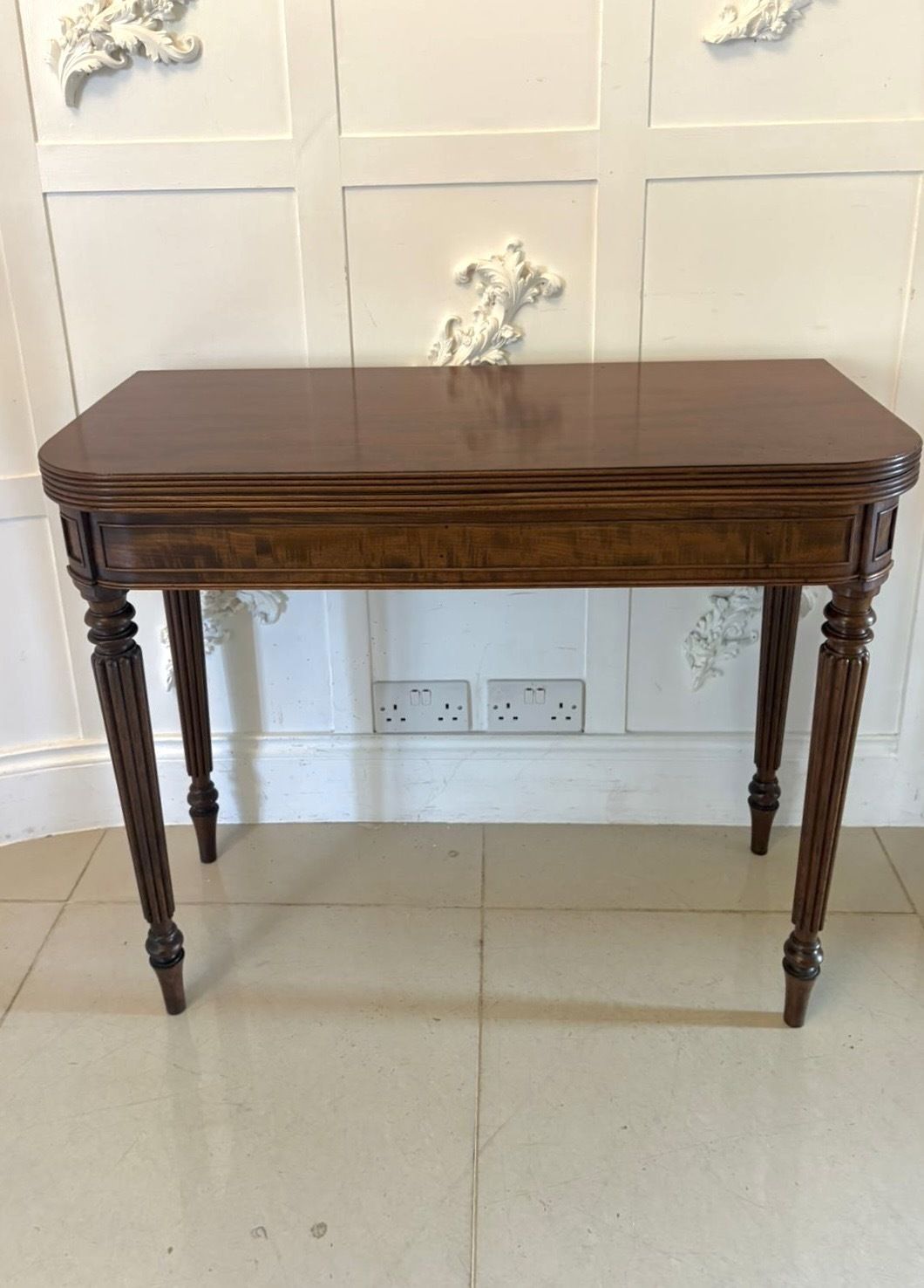 Antique Gillows George III Mahogany Hall Table Reeded Legs Fold Over Top