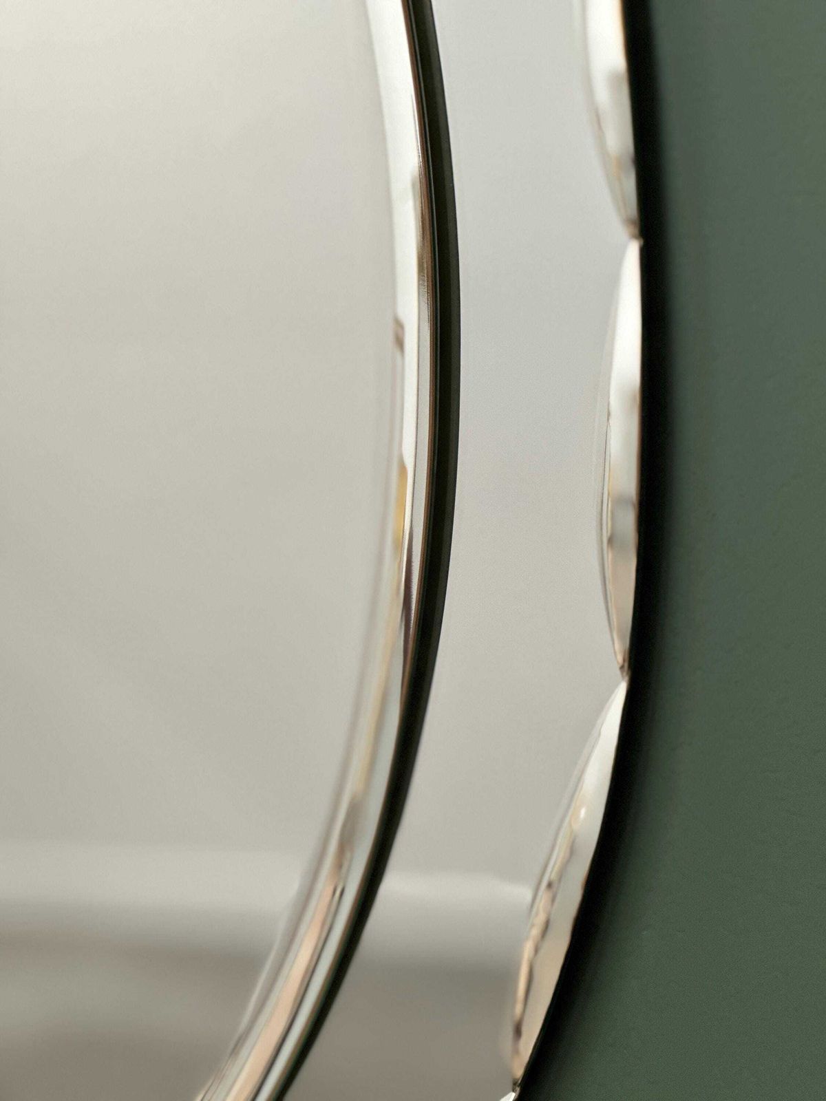 photo for sale 1970s Italian Oval Mirror By Crystal Arte With Faceted Glass Frame