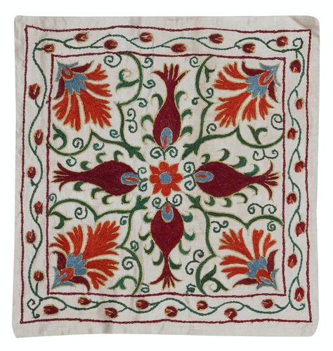 19"X20" Silk Embroidery Cushion Cover. Handmade Pillow. Modern Lace Pillow