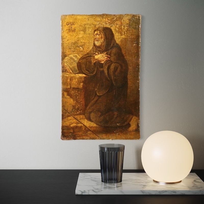 Art Tableau italien d'époque, Saint François de Paule, XVIIe siècle photo