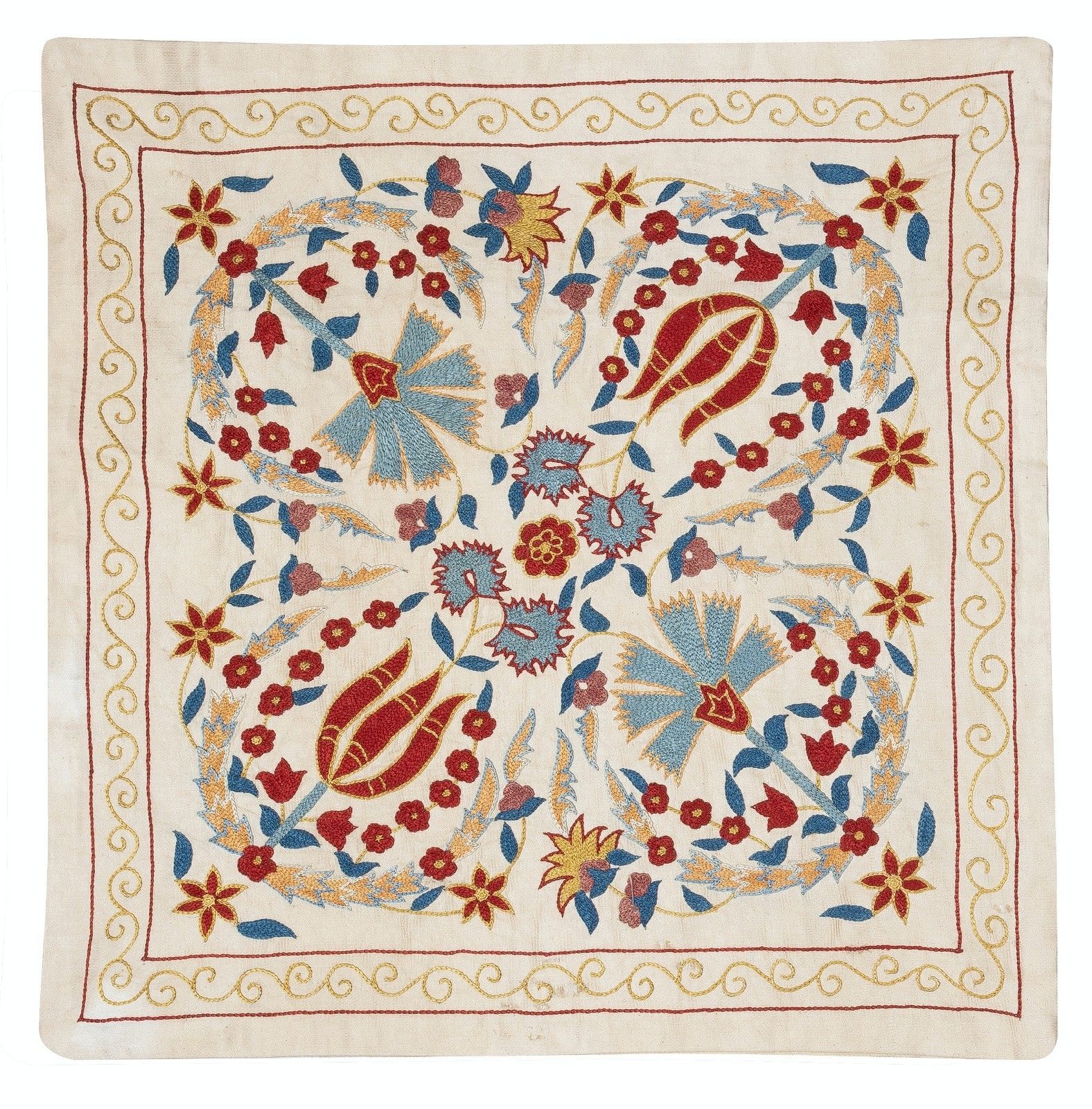 20"X20" 100% Silk Cushion Cover. Embroidered Lace Pillow. New Toss Pillow photo furniture