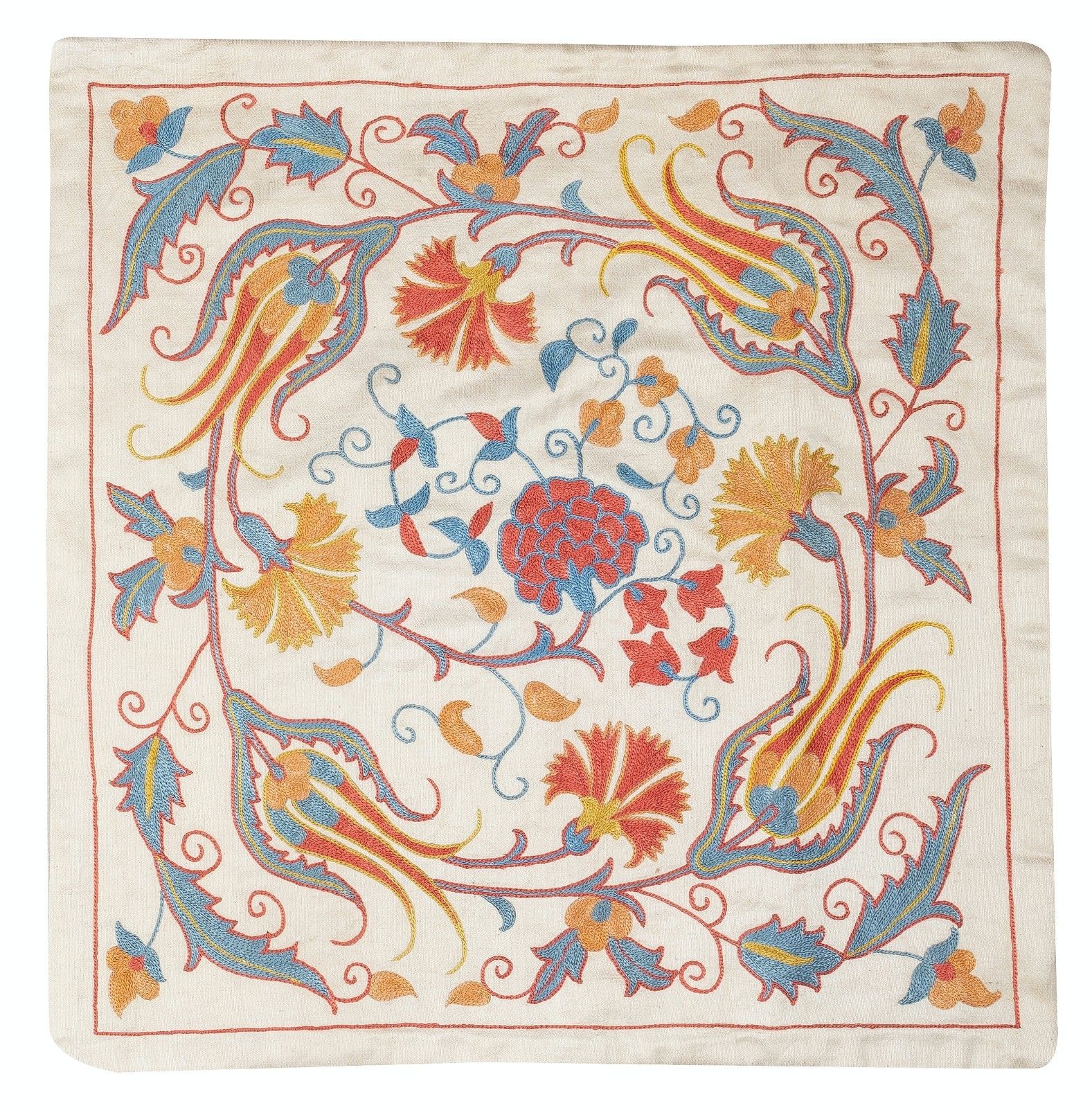 Housse de coussin brodée en soie, 21 x 21 po (52 x 51 cm) photo furniture