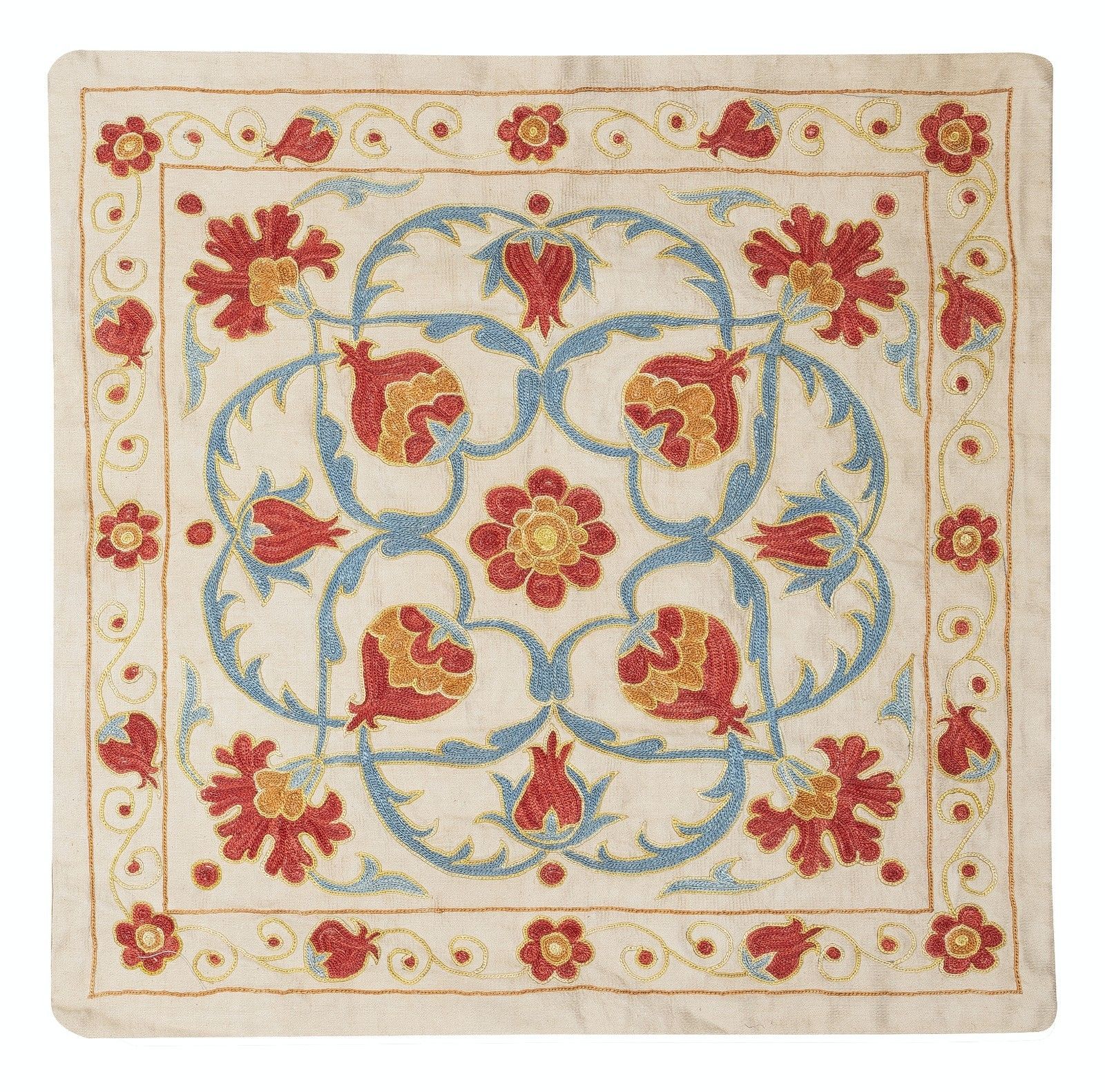 Housse de coussin 100 % soie, 50 x 50 cm. Housse de coussin brodée faite main photo furniture
