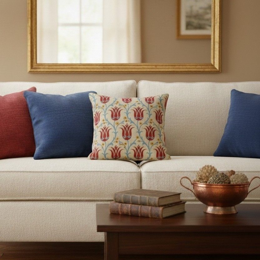 Housse de coussin 100 % soie 19" x 19". Taie d'oreiller brodée à la main. Dentelle nouvelle
