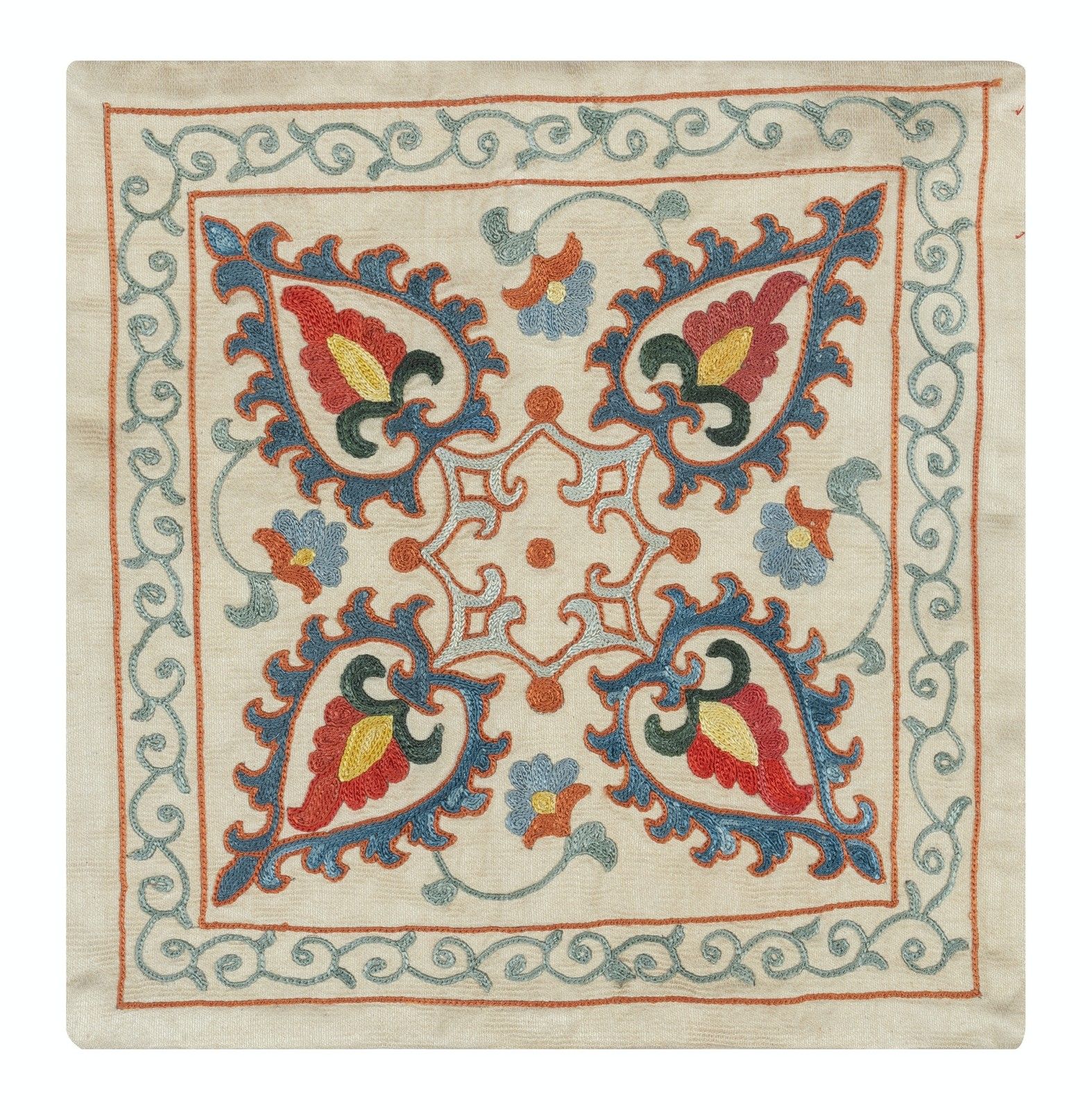 Housse de coussin en soie 30 x 30 cm. Coussin décoratif traditionnel. Coussin brodé photo furniture
