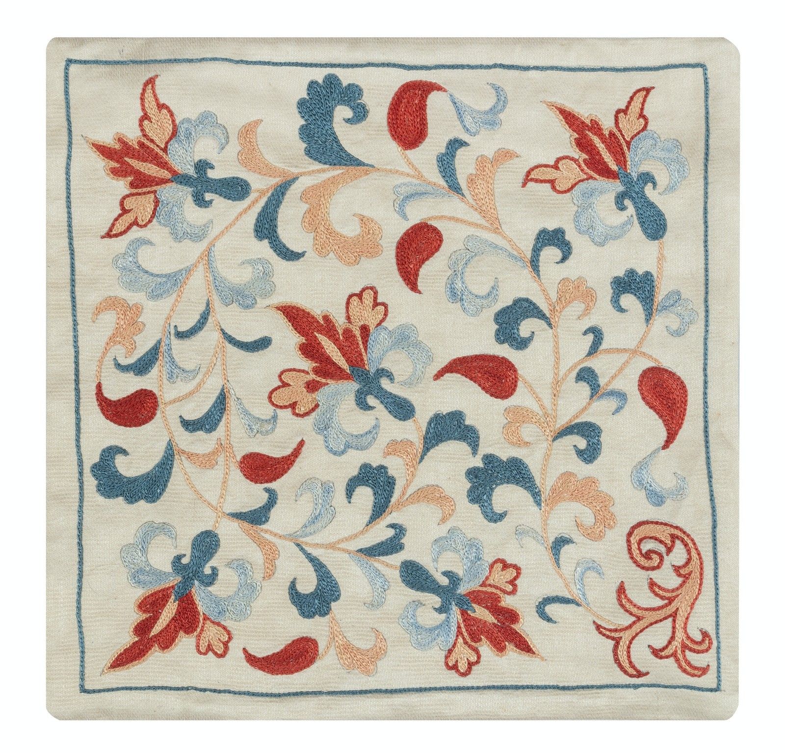 Housse de coussin 30 x 30 cm, 100 % soie, broderie Suzani photo furniture