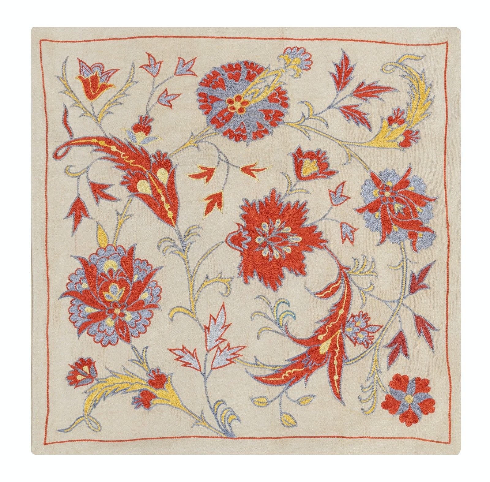 20"X20" Set Of 2 100% Silk Cushion Covers. Embroidered Handmade Throw Pillows photo for sale