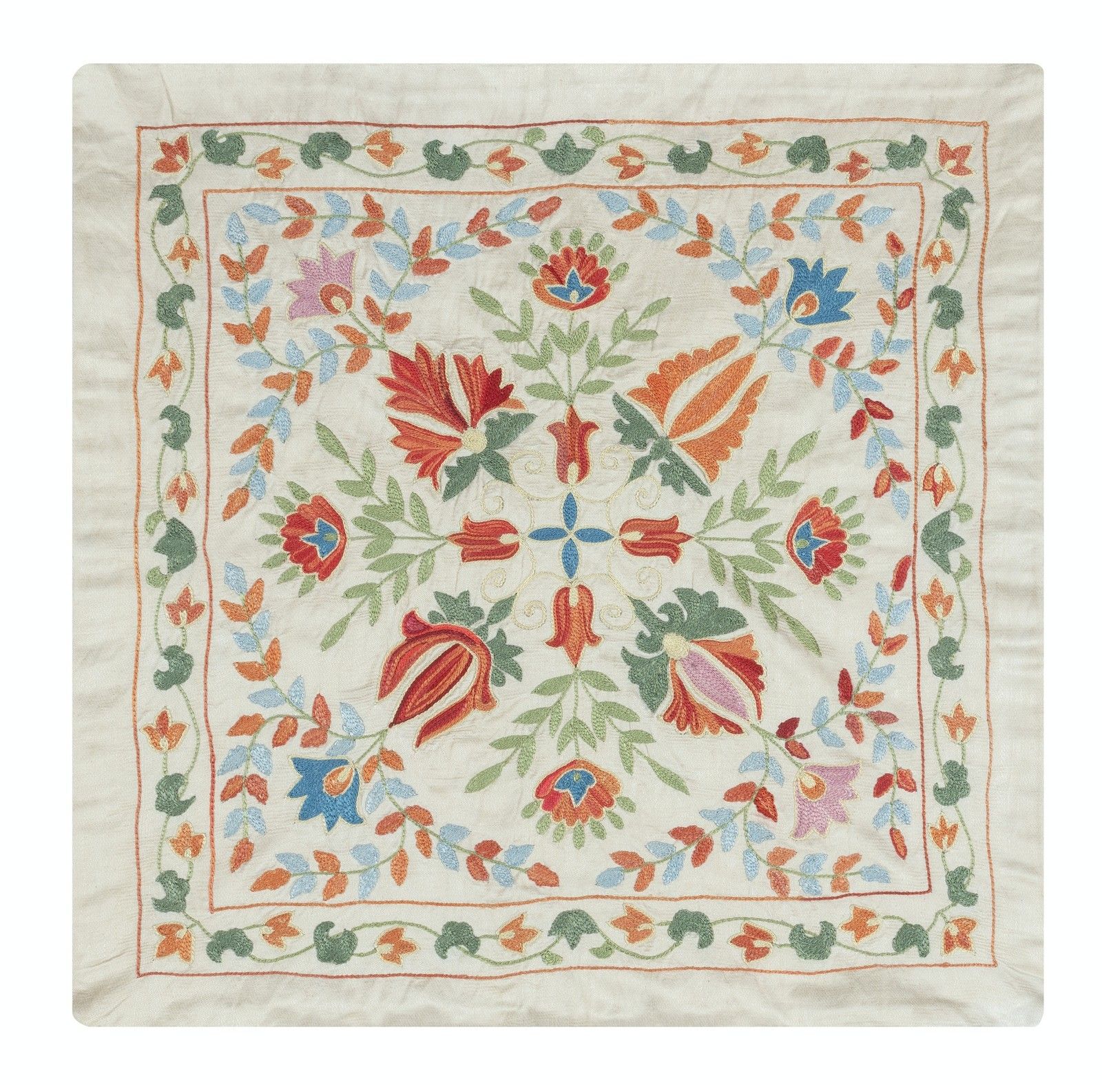 Set van 2 kussenhoezen van 100% zijde, 50 x 50 cm. Handgeborduurde sierkussens photo 203.0