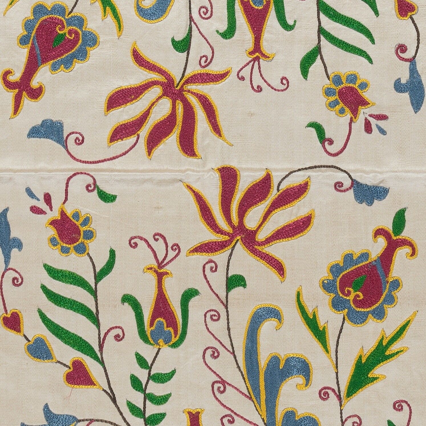 20"X40" Modern 100% Silk Embroidered Suzani Wall Hanging, New Uzbek Table Cover photo Art