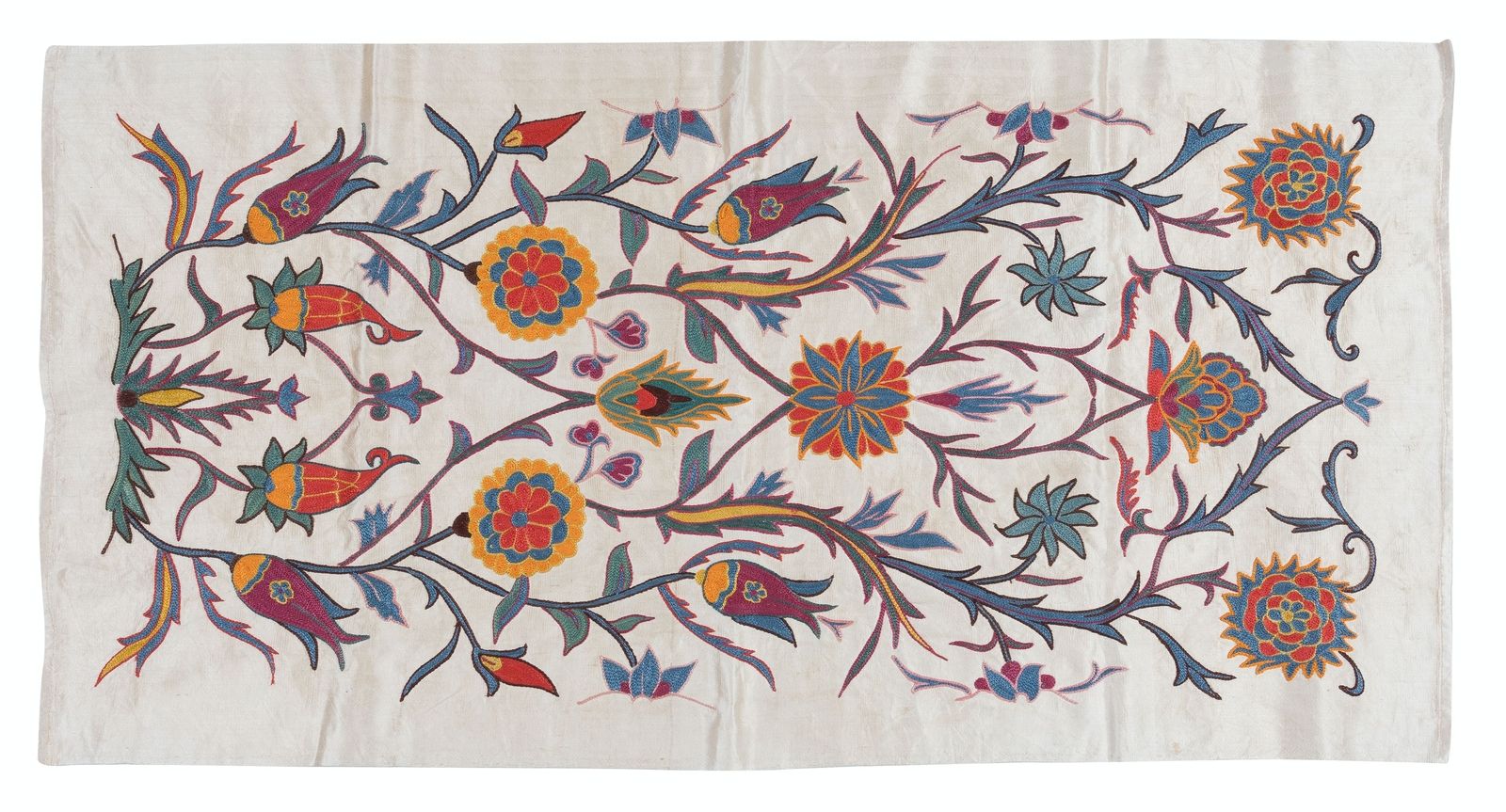 Tenture murale 53 x 103 cm en soie 100 % à motifs floraux, tapisserie ouzbèke brodée photo 308.0