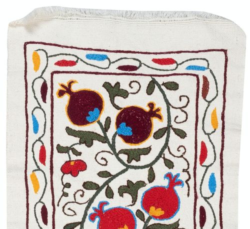 Tenture murale en coton brodé 12 x 34 in, chemin de table motif grenadier photo furniture