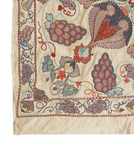 28x30 In 100% Silk Wall Hanging. Modern Embroidered Tablecloth. Decorative Throw photo Art