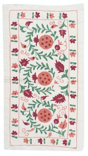 Tenture murale brodée 20 x 36 in. Nappe moderne. Jeté 100 % coton