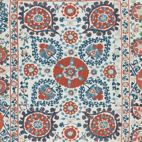 Tenture murale brodée en soie 5 x 5 ft. Nappe traditionnelle. Couvre-lit ouzbek photo 895.0