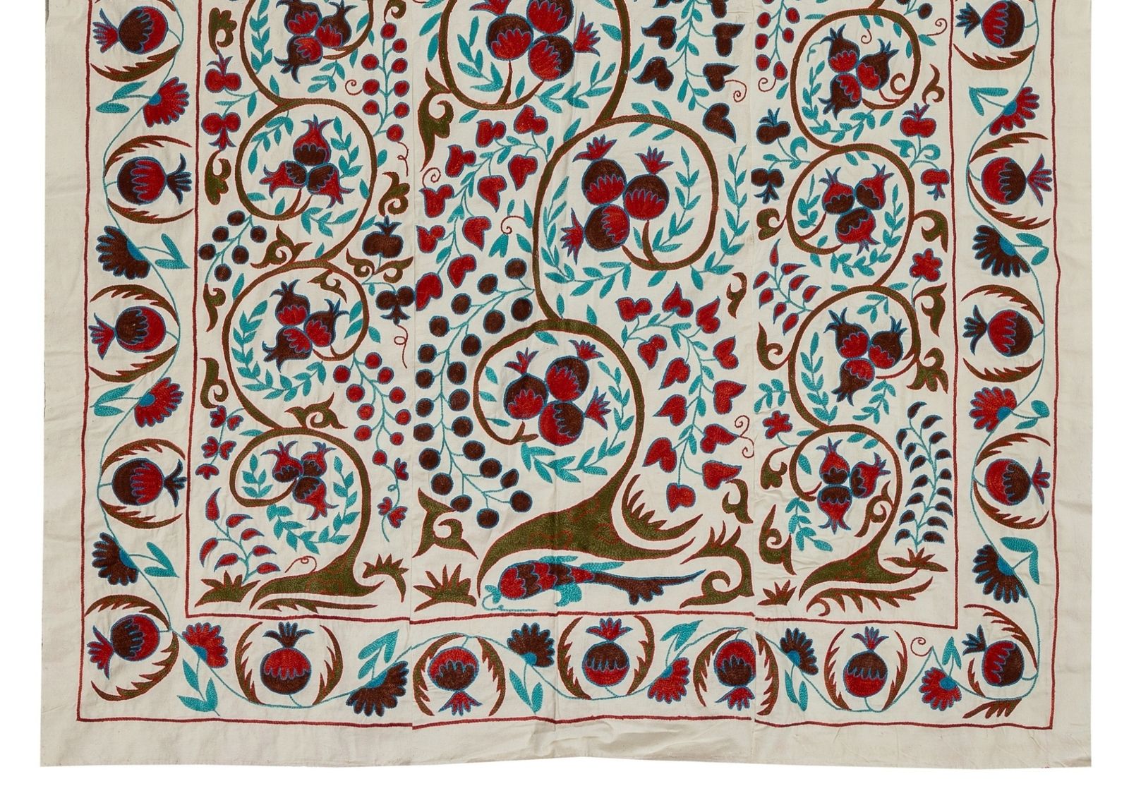 4,8 x 7 ft Nieuwe Oezbeekse Suzani Textiel. Geborduurd Zijde & Katoen Wandkleed photo for sale