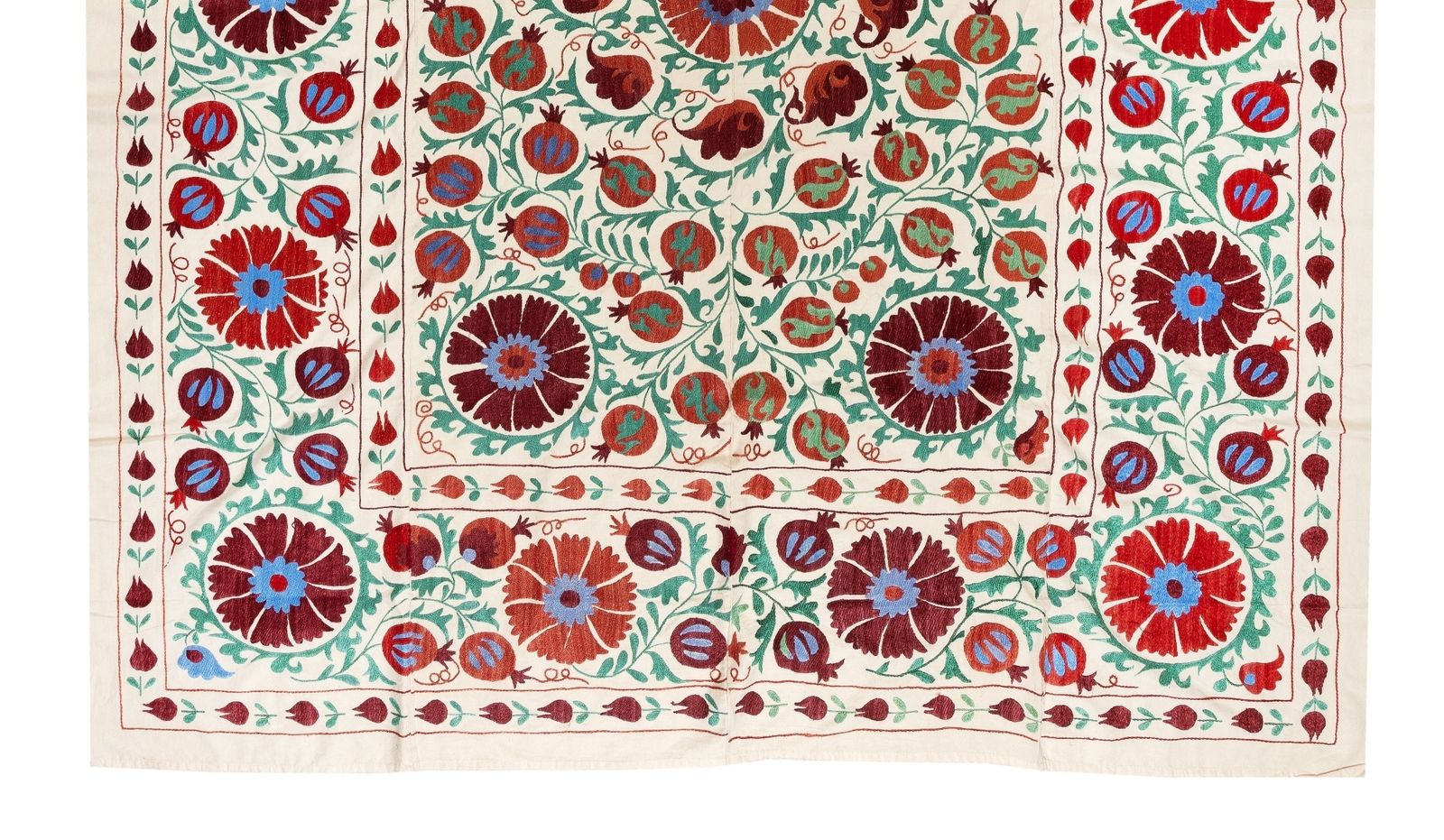 6.8x7.9 Ft New Uzbek Suzani Textile. Embroidered Cotton & Silk Bed Cover photo for sale