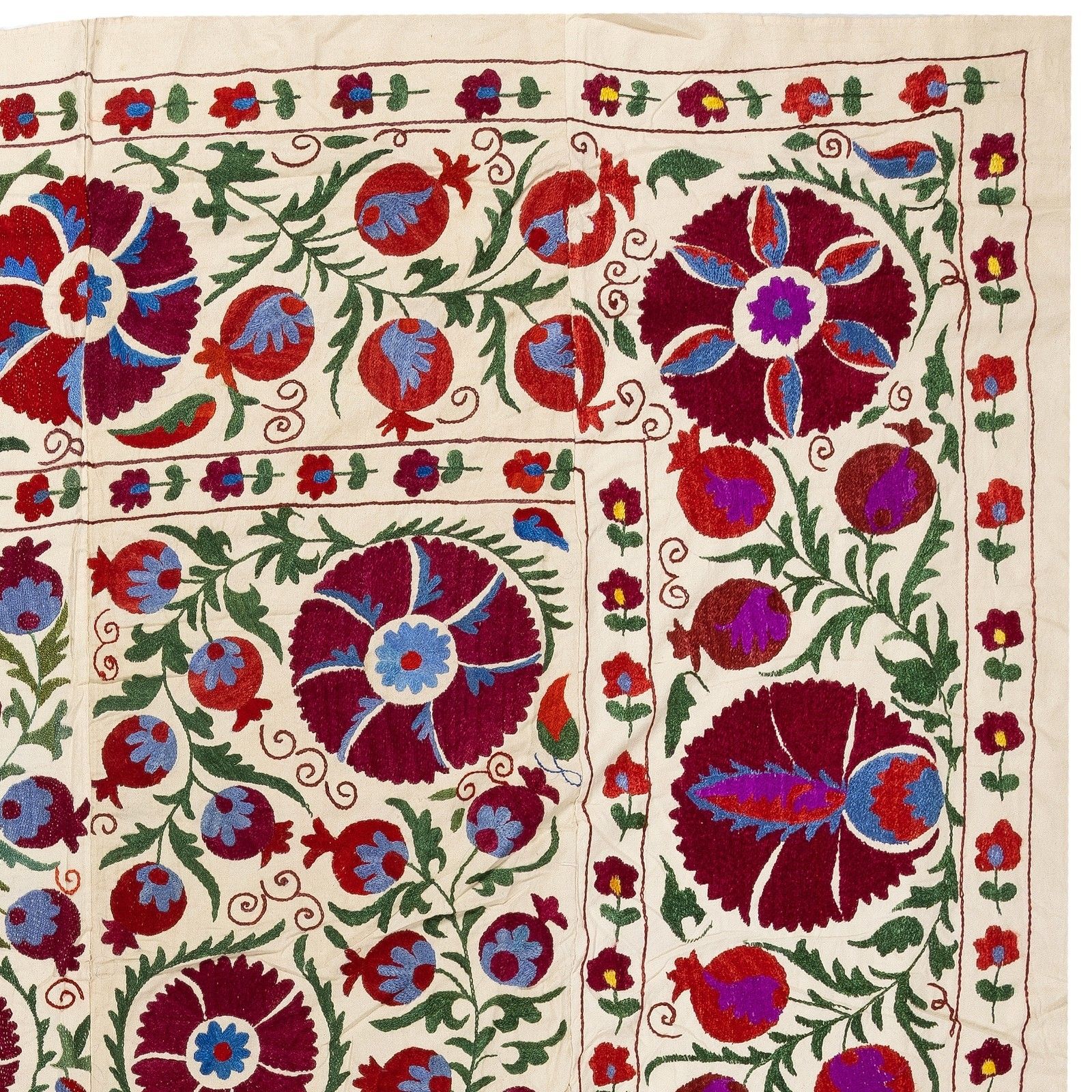 6.2x7.8 Ft Embroidered Bedspread, Suzani Wall Hanging, Needlework Table Cover photo for sale